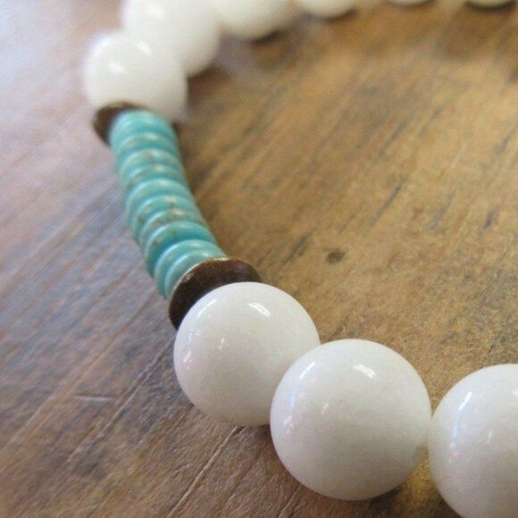 MERRISOTA JEWELRY White Jade Wagernite Stretch Bracelet Size 6 3/4 Gemstones NEW - Picture 5 of 6